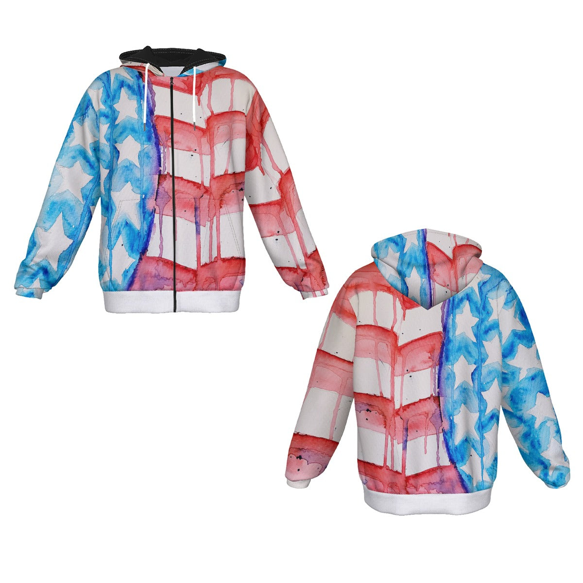 Old Glory All-Over Print Men's Heavy Fleece Zip Up Hoodie