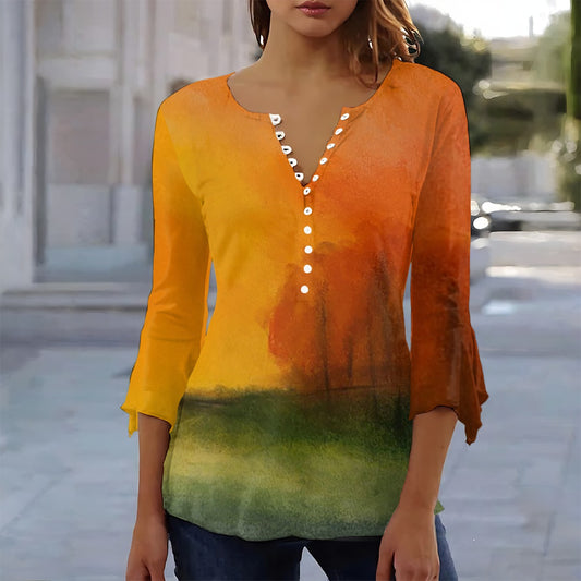 Heart of Autumn All-Over Print Women's T-shirt With 3/4 Sleeve