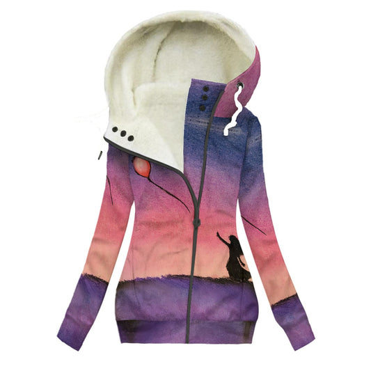 Chasing The Dream All-Over Print Women's Long Jacket With Fleece Lining