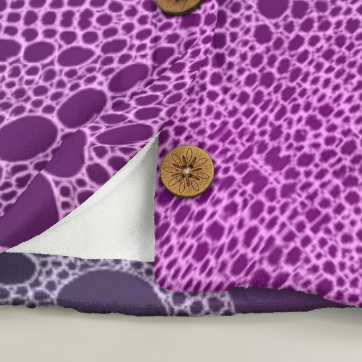 Lost In Circles All-Over Print Women's Flannel Hoodie with Cat Ears