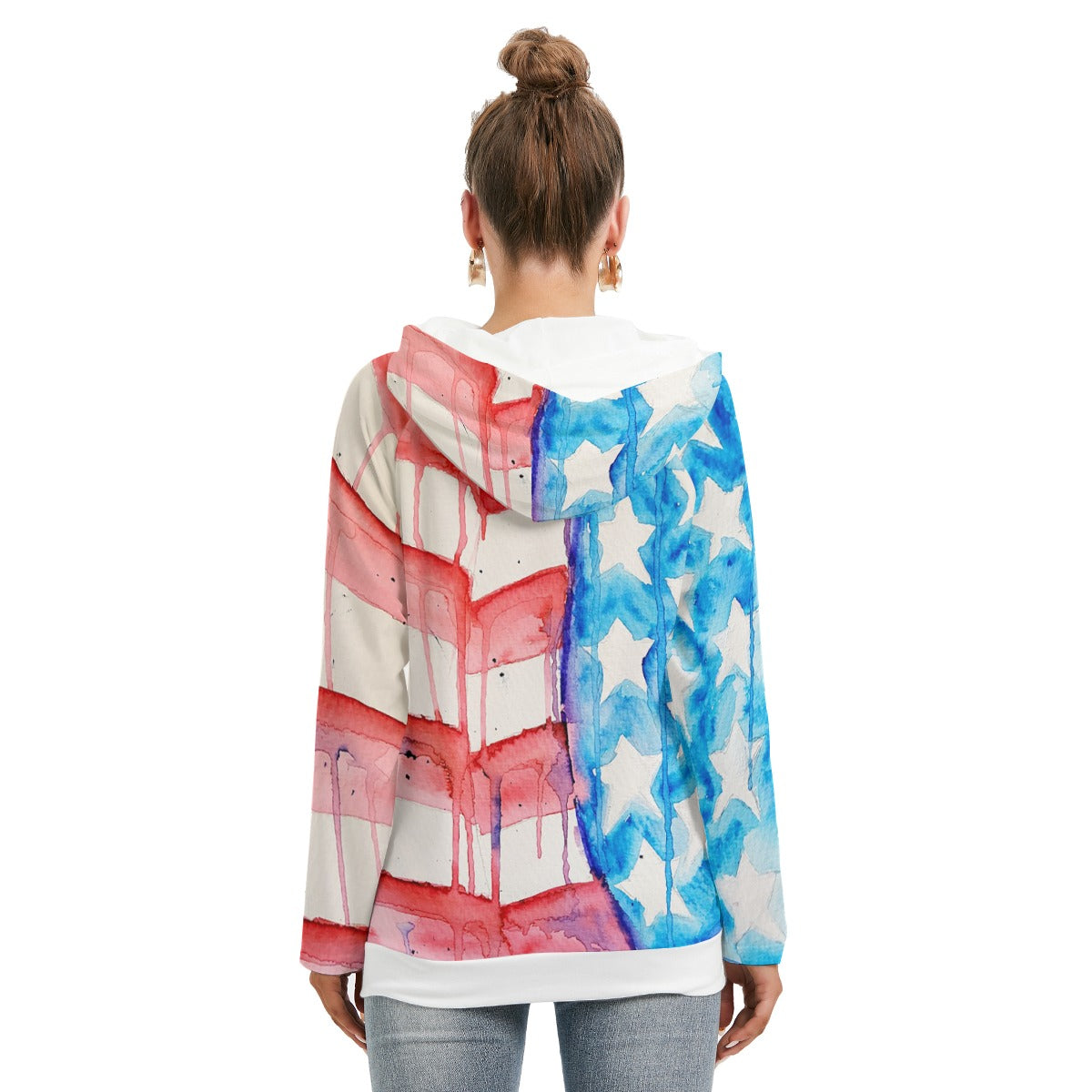 Old Glory All-Over Print Women's Hoodie With Double Hood