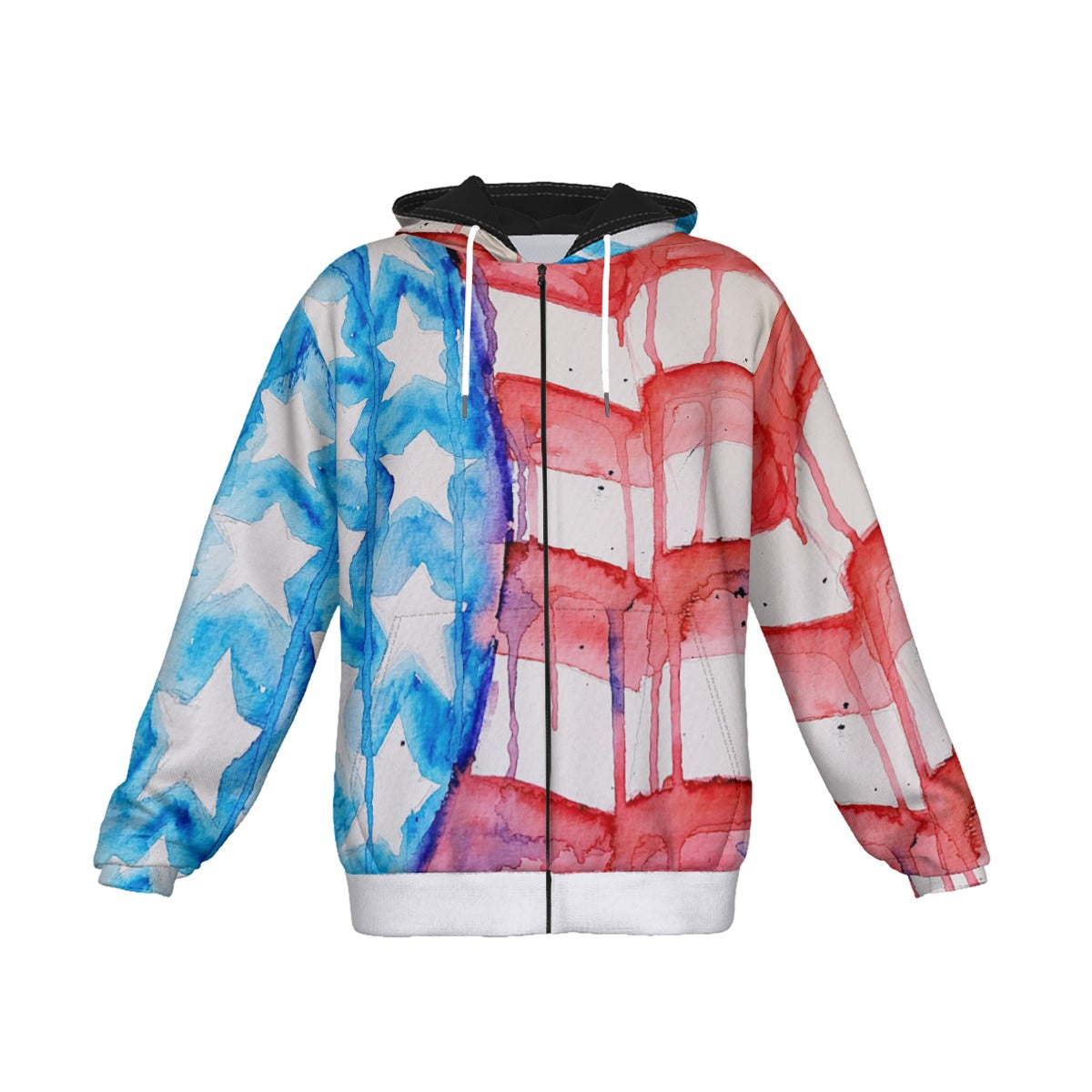 Old Glory All-Over Print Men's Heavy Fleece Zip Up Hoodie