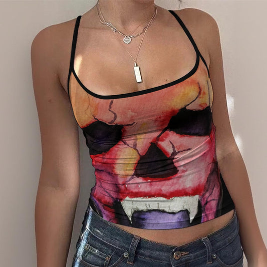 Blood Skull All-Over Print Women's Spaghetti Strap Tank Top