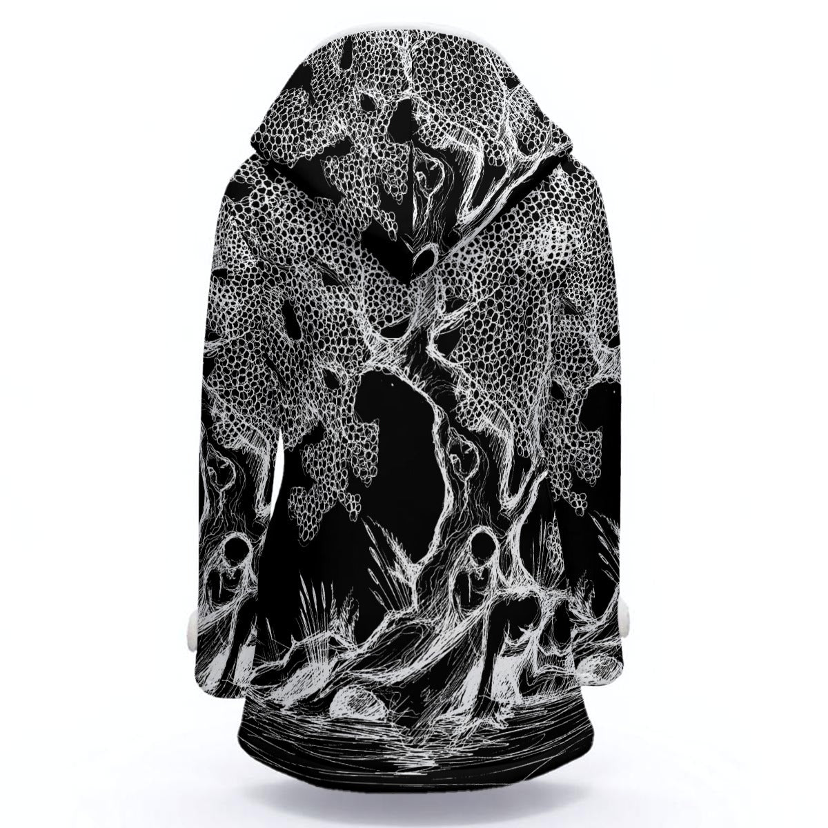 Haunted Tree Women's Hooded Double-Breasted Winter Coat With Fleece