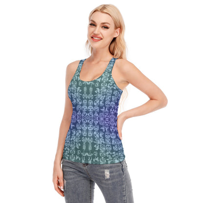 Faces Blueberry All-Over Print Women's Racer Vest | 190GSM Cotton