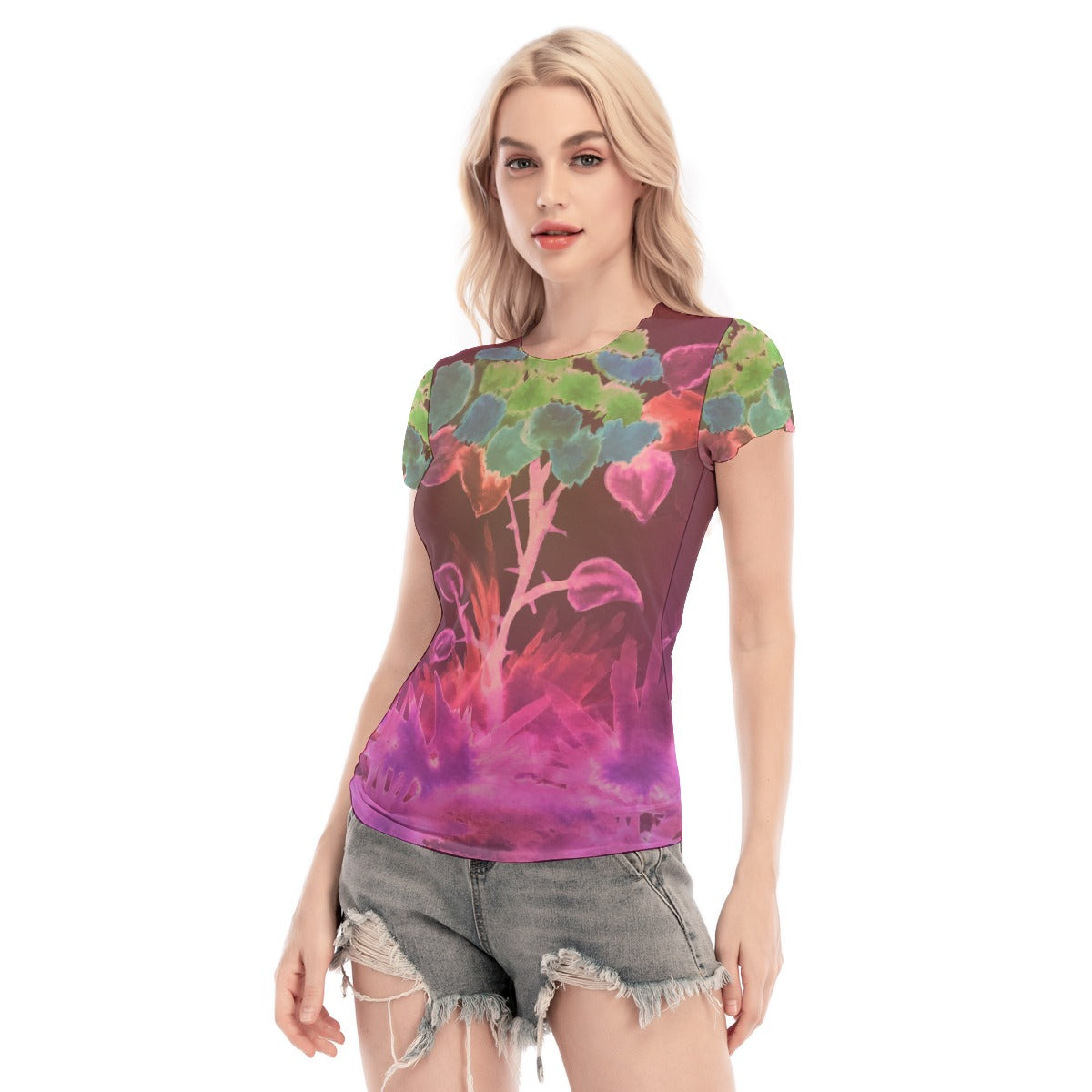 Morning Bloom Short Sleeve Mesh Blouse