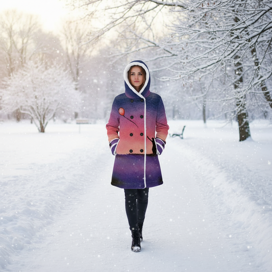 Chasing A Dream Women's Hooded Double-Breasted Winter Coat With Fleece