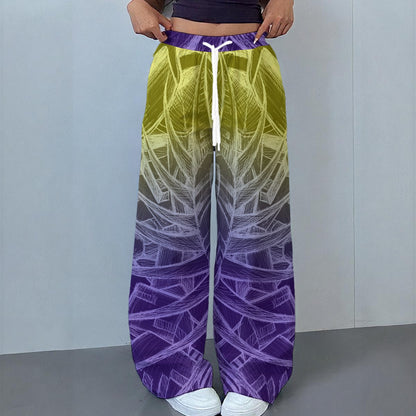 Sketch Purple and Gold All-Over Print Women's Casual Pants