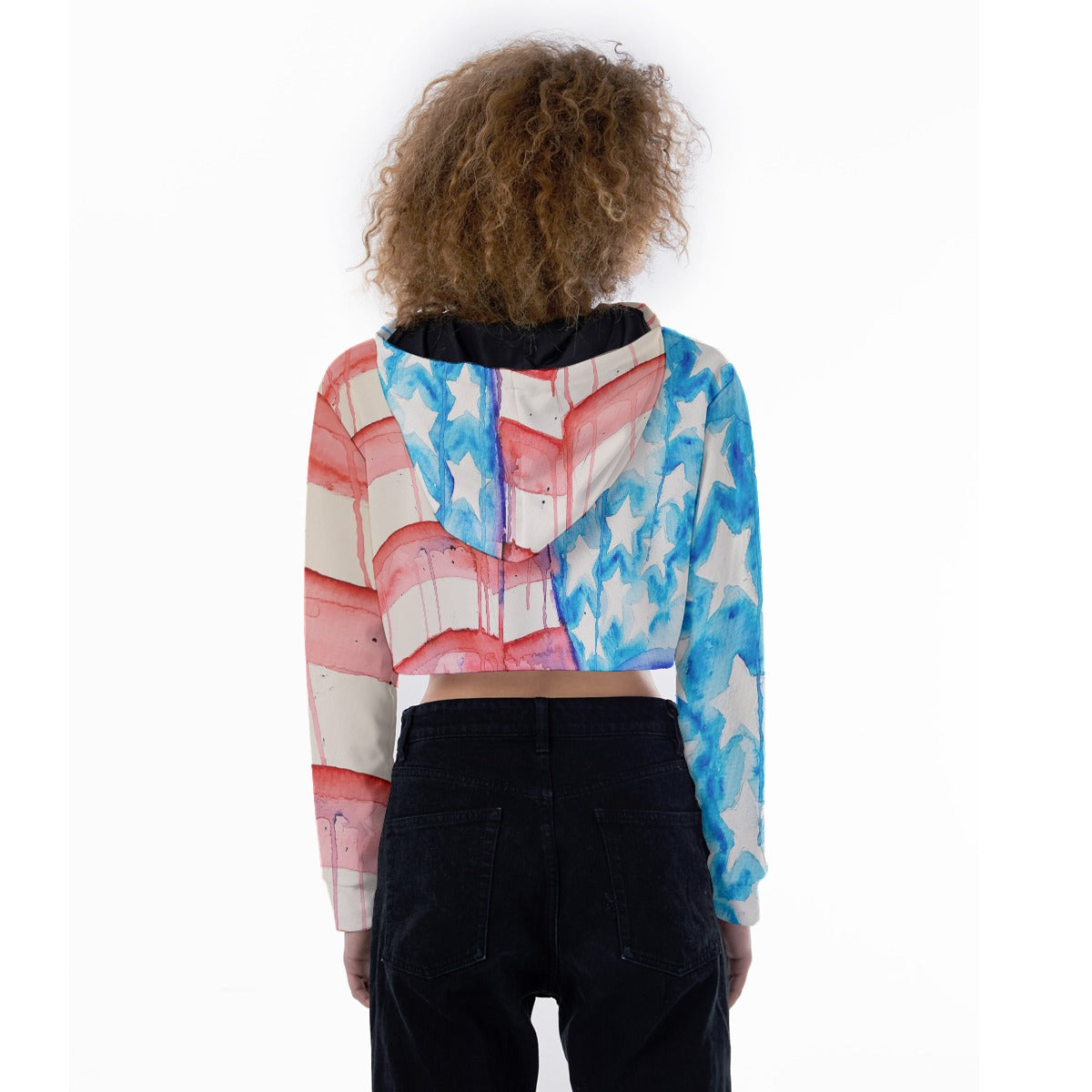 Old Glory All-Over Print Women's Crop Top Hoodie