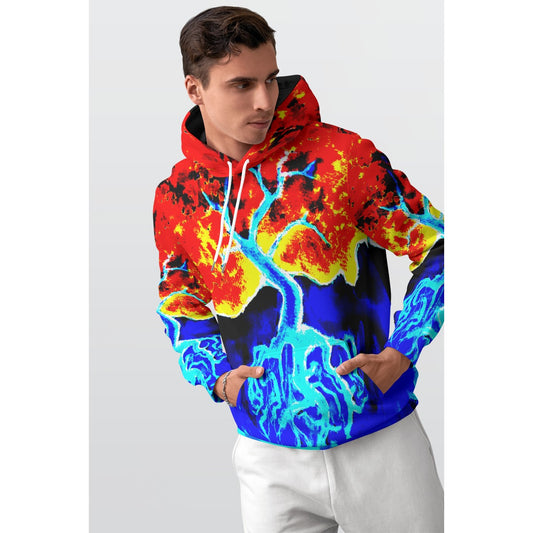 Fire and Ice All-Over Print Men's Thicken Pullover Hoodie