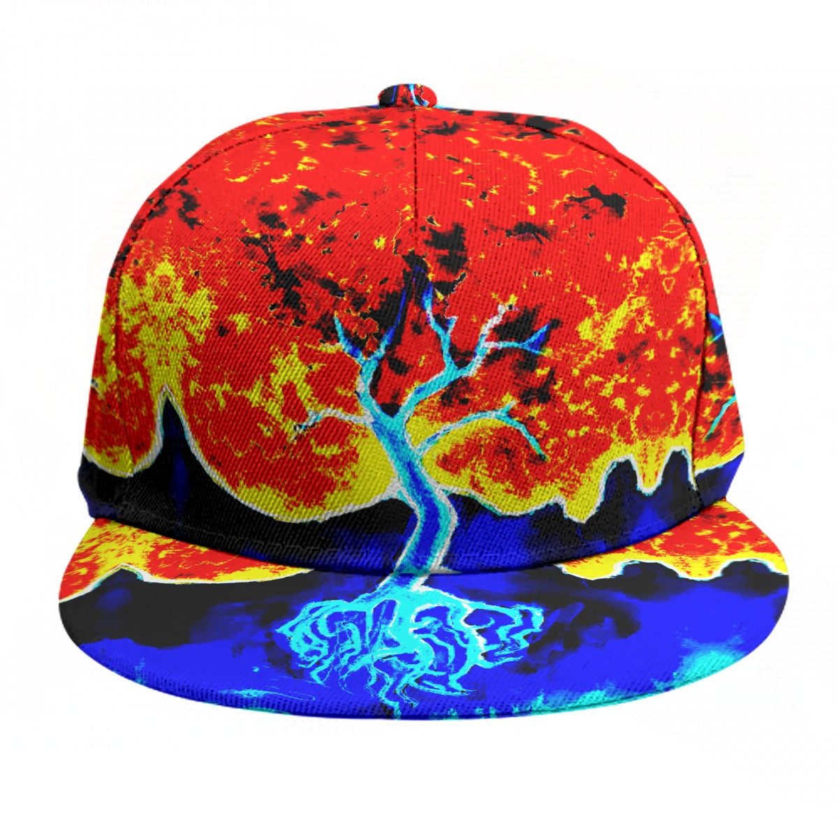 Fire and Ice Baseball Cap With Flat Brim