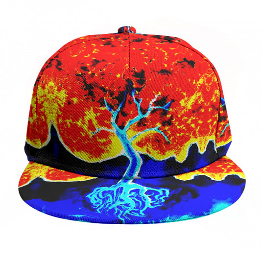 Fire and Ice Baseball Cap With Flat Brim