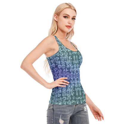 Faces Blueberry All-Over Print Women's Racer Vest | 190GSM Cotton