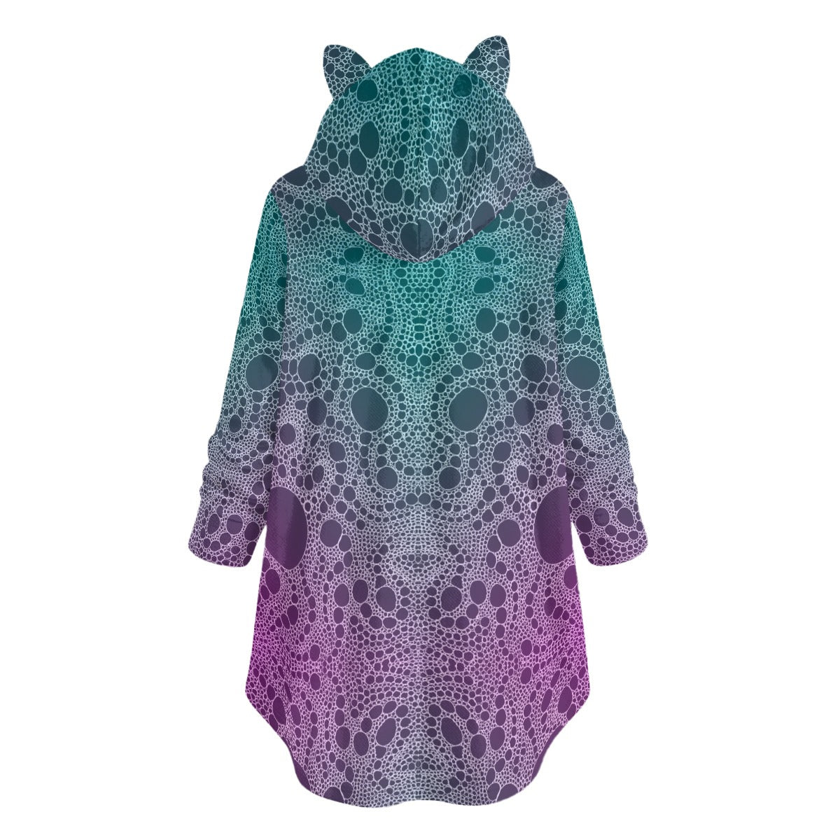 Lost In Circles All-Over Print Women's Flannel Hoodie with Cat Ears