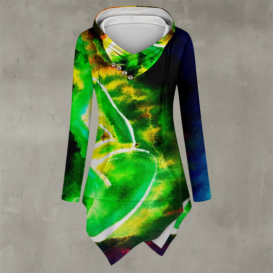 Swept Away invert All-Over Print Women's Asymmetric Hem Hoodie