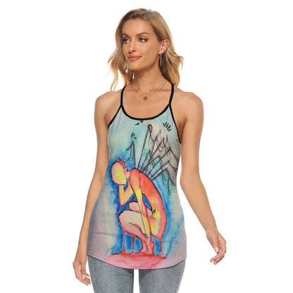 Pins and Needles All-Over Print Women's Criss-Cross Open Back Tank Top