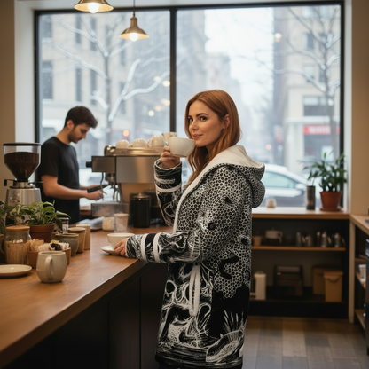 The Fallen Tree All-Over Print Women's Hooded Double-Breasted Winter Coat With Fleece