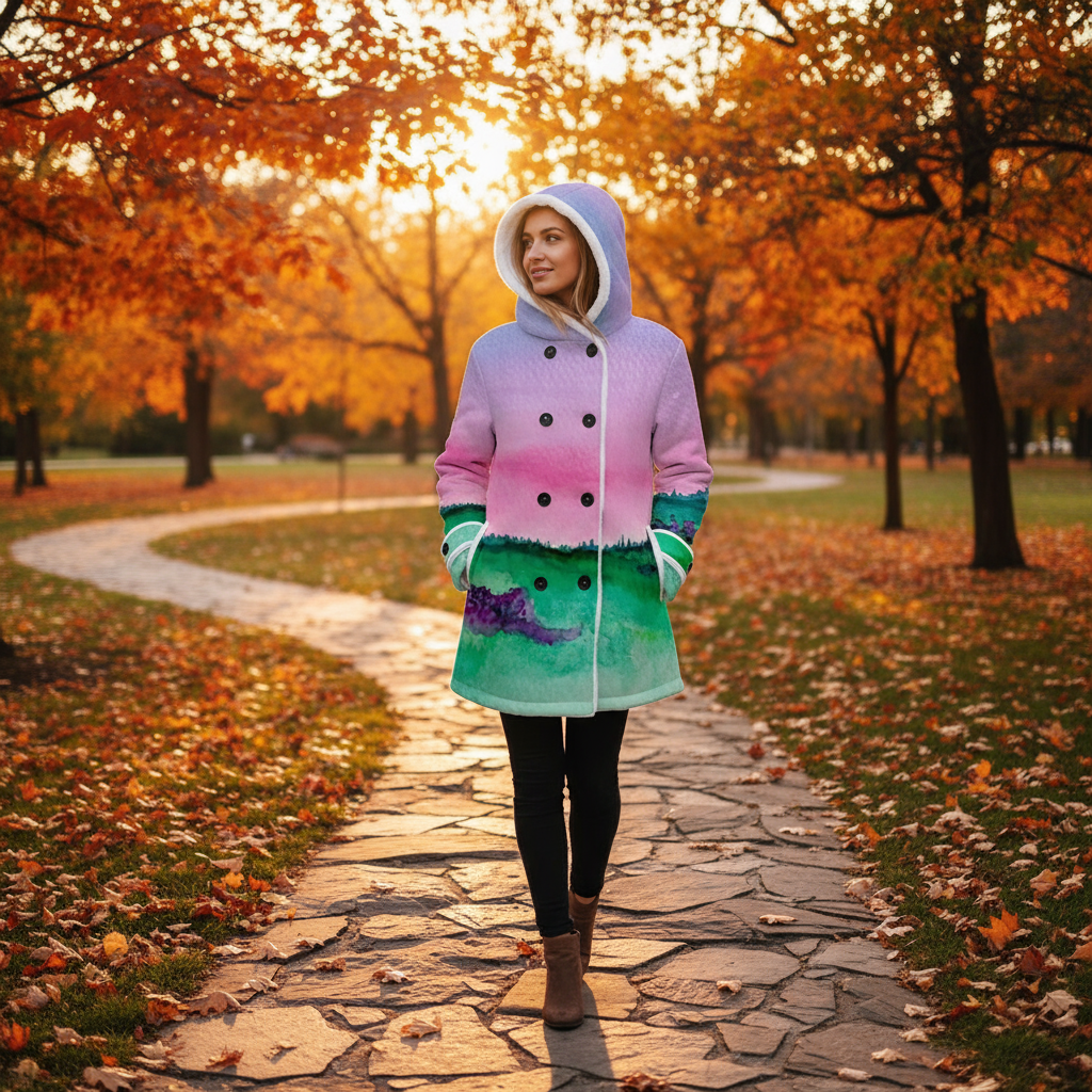 Lost in Bliss Women's Hooded Double-Breasted Winter Coat With Fleece