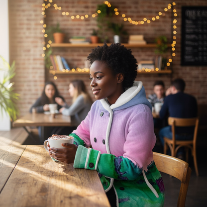 The Promise Women's Hooded Double-Breasted Winter Coat With Fleece