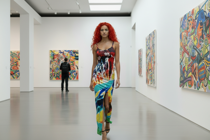 Pins and Needles Inverted All-Over Print Women's Long Dress with Slit