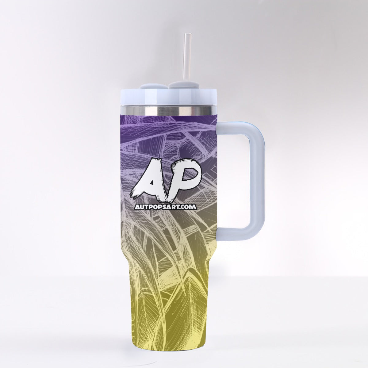 Sketch Purple and Gold 40 oz Tumbler With Handle