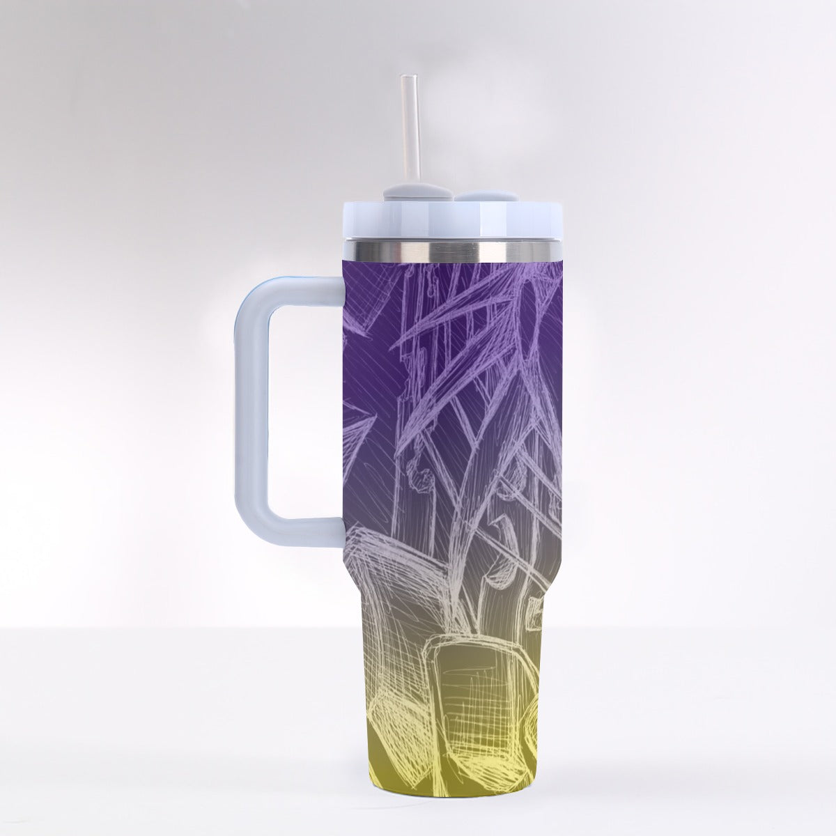 Sketch Purple and Gold 40 oz Tumbler With Handle