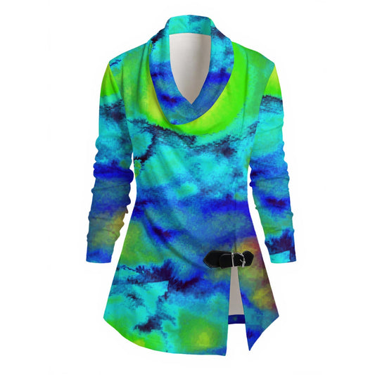 Plasma Dreams All-Over Print Women's Draped Long Sleeve Top