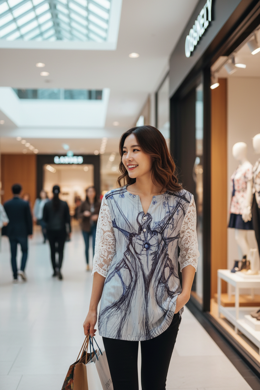 Last Embrace All-Over Print Women's Lace Sleeve Shirt