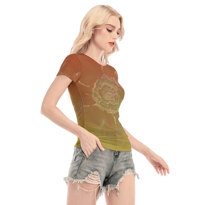 Sun burst All-Over Print Women's Short Sleeve Mesh Blouse