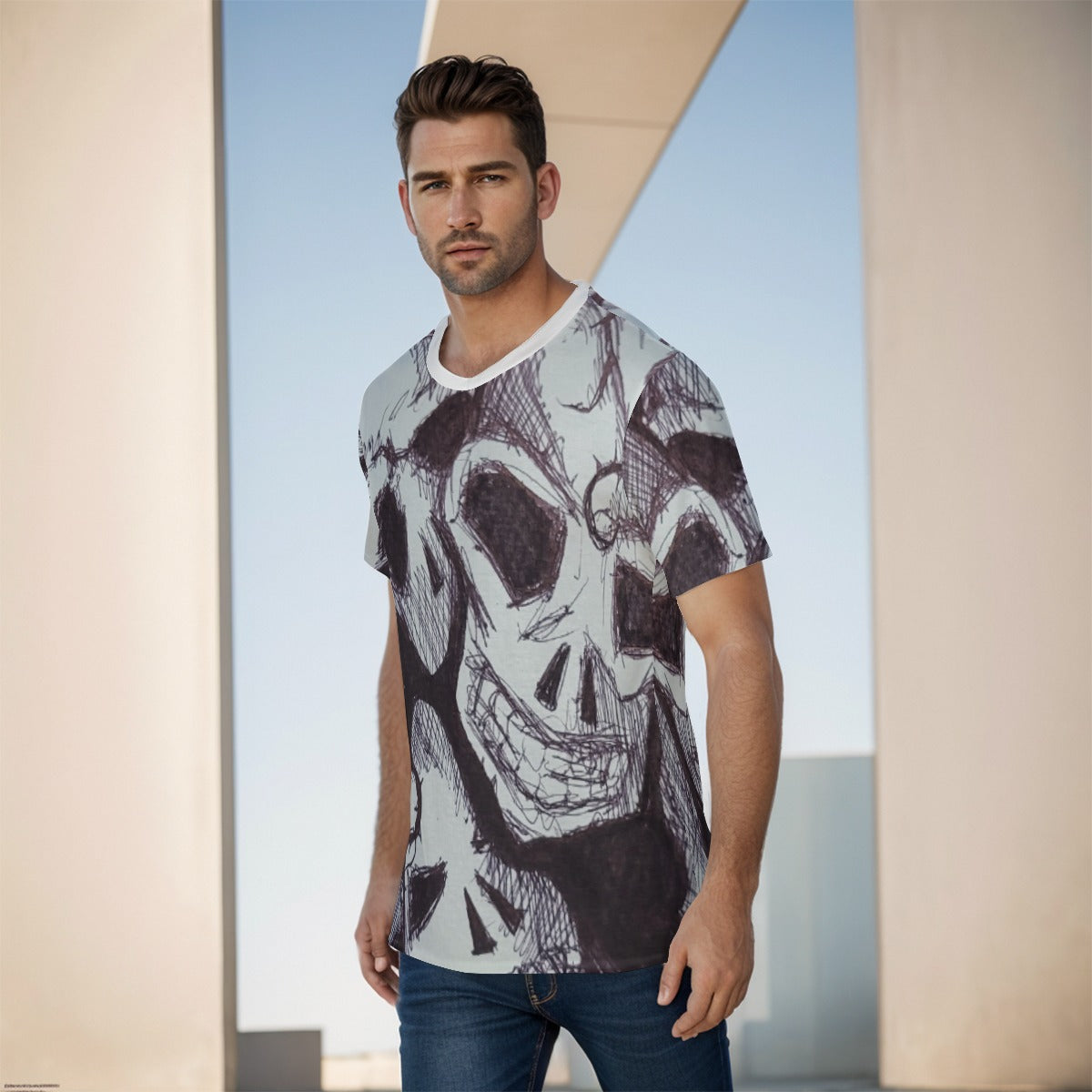 Skulls All-Over Print Men's O-Neck T-Shirt