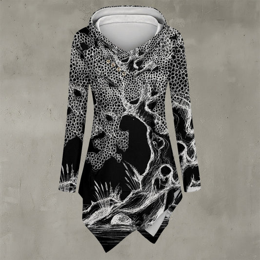 Haunted Tree All-Over Print Women's Asymmetric Hem Hoodie