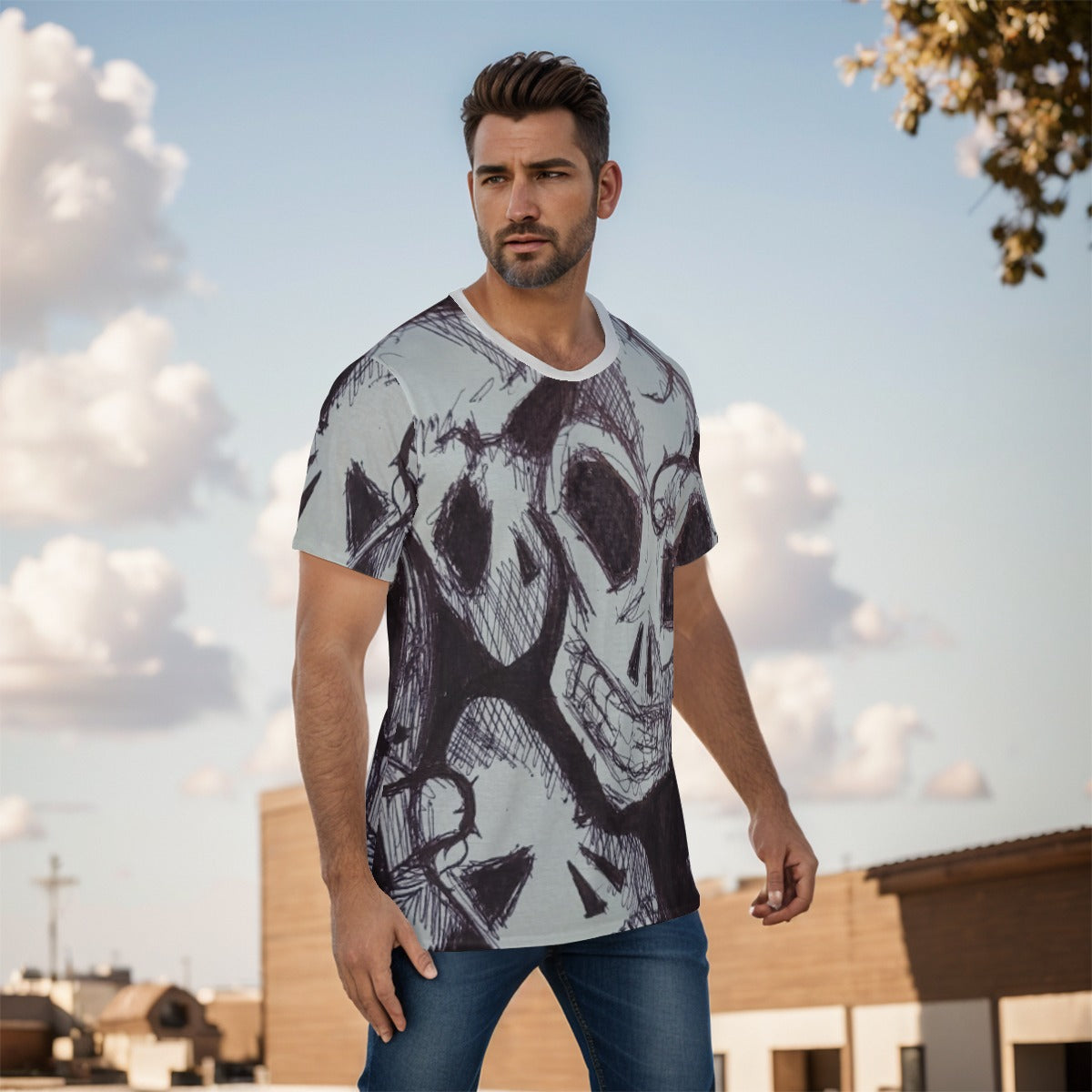 Skulls All-Over Print Men's O-Neck T-Shirt