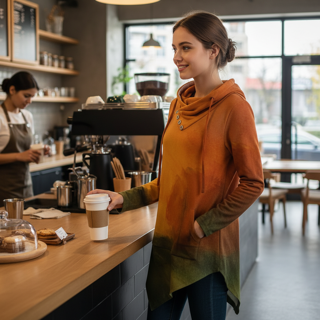 Autumn has Come All-Over Print Women's Asymmetric Hem Hoodie