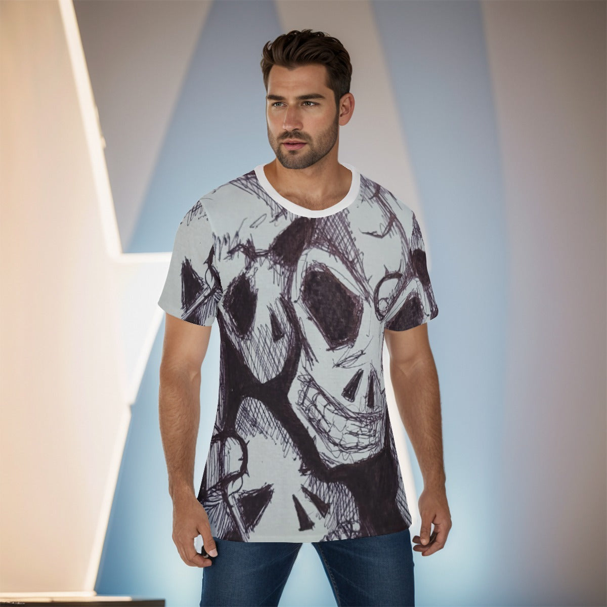 Skulls All-Over Print Men's O-Neck T-Shirt