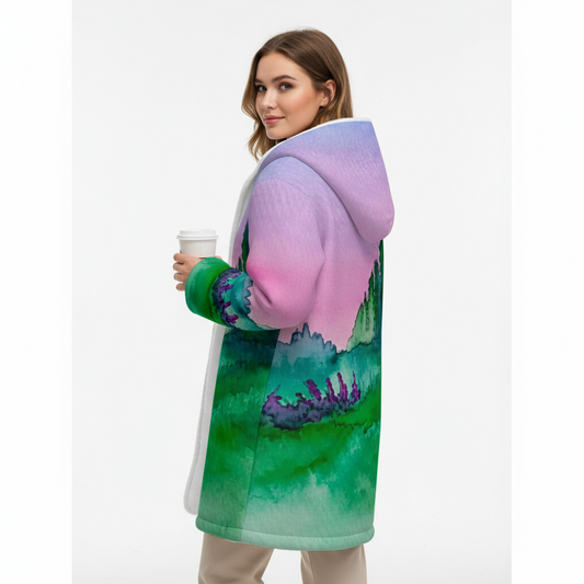 The Promise Women's Hooded Double-Breasted Winter Coat With Fleece