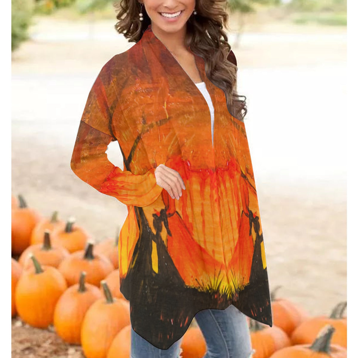 Guiding Hand All-Over Print Women's Cardigan With Long Sleeve
