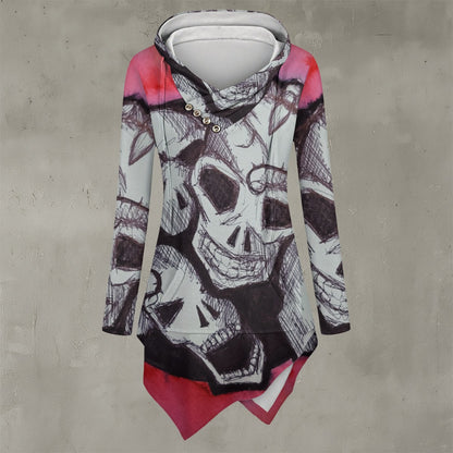 Skullz All-Over Print Women's Asymmetric Hem Hoodie