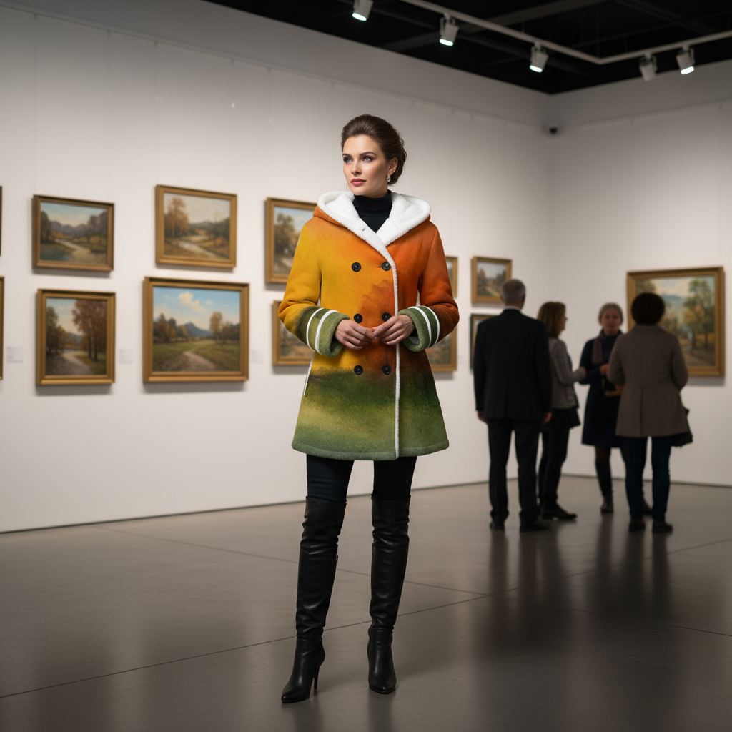 Heart of Autumn Women's Hooded Double-Breasted Winter Coat With Fleece