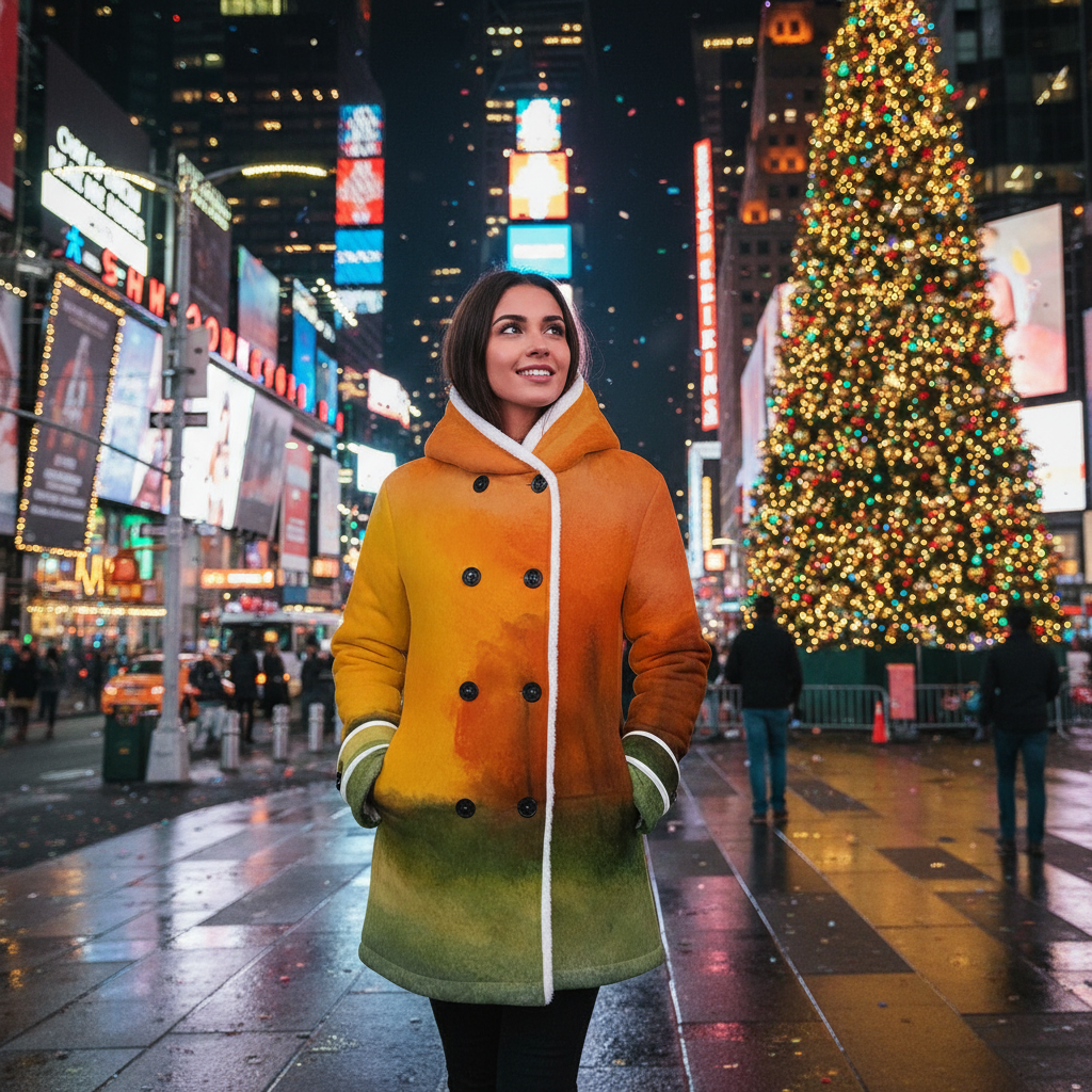 Heart of Autumn Women's Hooded Double-Breasted Winter Coat With Fleece