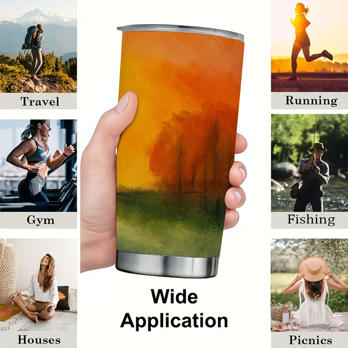 Heart of Autumn Custom 20OZ Tumbler With Sliding Lid For The USA