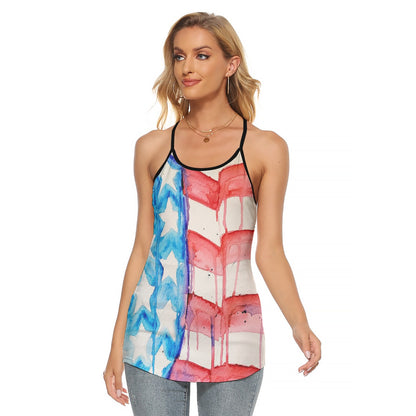 Faded Glory All-Over Print Women's Criss-Cross Open Back Tank Top
