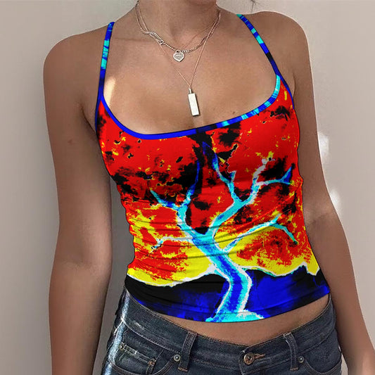 Fire and Ice Painting All-Over Print Women's Spaghetti Strap Tank Top