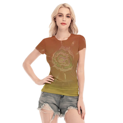 Sun burst All-Over Print Women's Short Sleeve Mesh Blouse