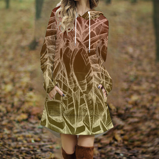 Sunrise Sketch All-Over Print Women's Longline Hoodie Dress