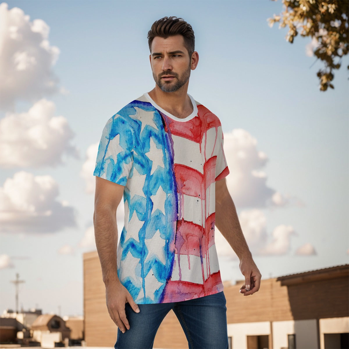 Old Glory All-Over Print Men's O-Neck T-Shirt