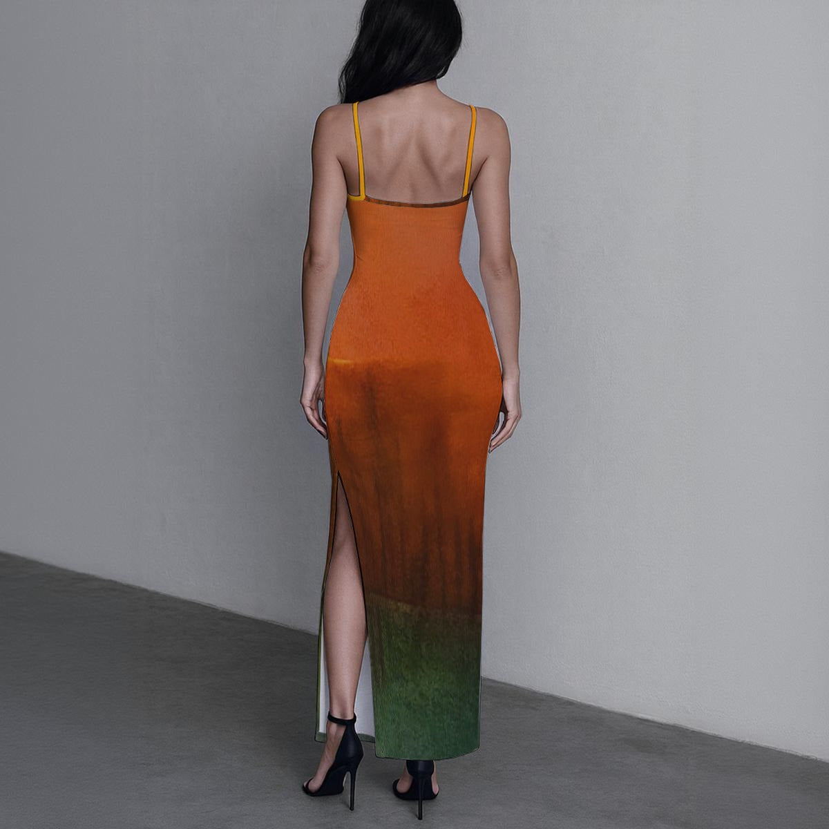 Heart of Autumn All-Over Print Women's Long Dress with Slit