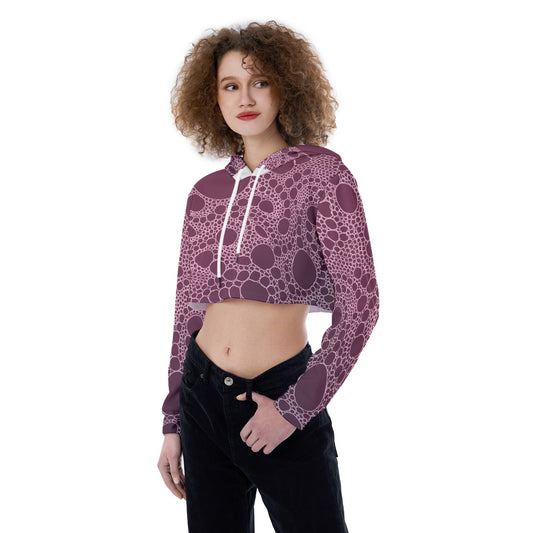 Lost In Circles Rose All-Over Print Women's Crop Top Hoodie