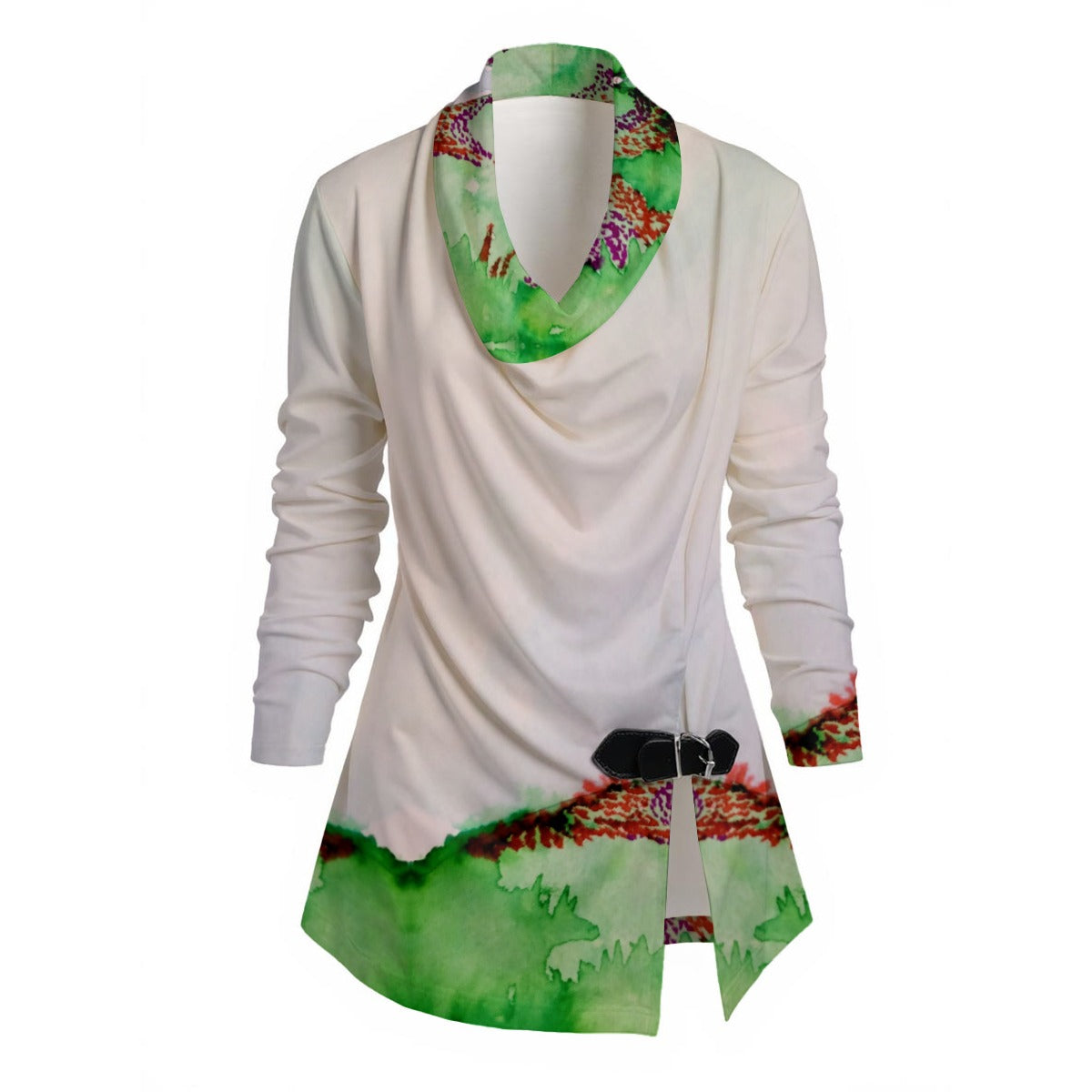 The Dream All-Over Print Women's Draped Long Sleeve Top