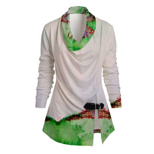 The Dream All-Over Print Women's Draped Long Sleeve Top