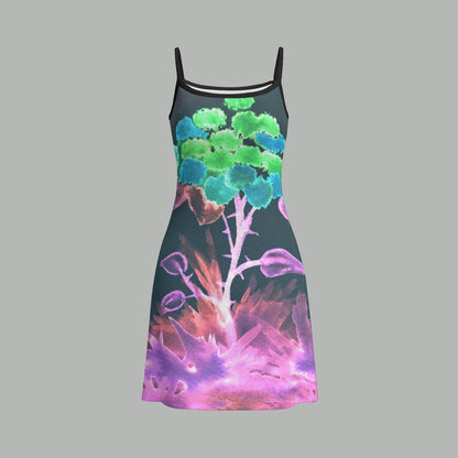 Morning Bloom Inverted All-Over Print Women's Double-Layer Mesh Dress